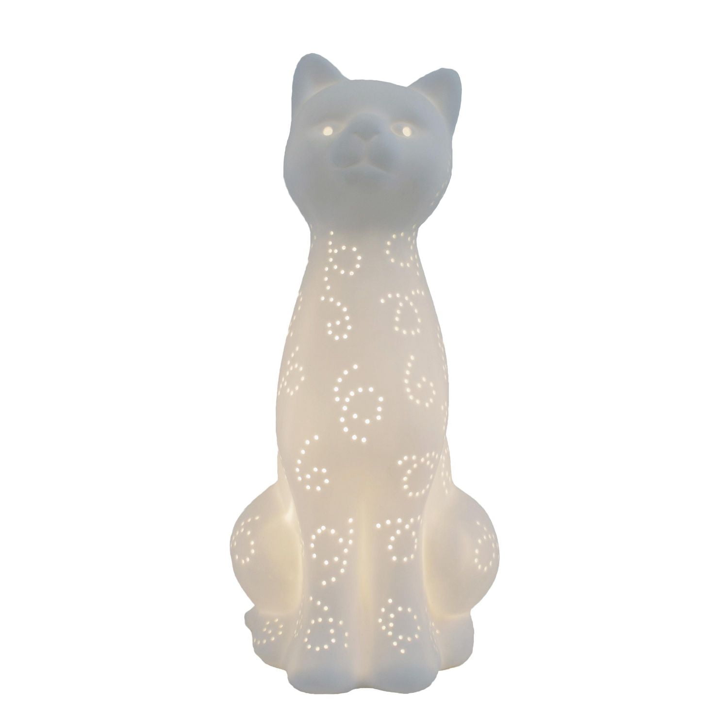 Lampe de table lumineuse Simple Designs en porcelaine en forme de chat Kitty Cat