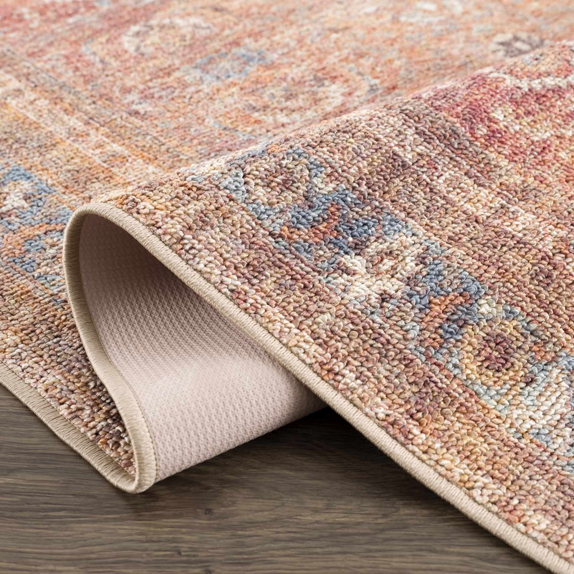 BoutiqueRugs Anshu Farmhouse Area Rug - Machine Washable - Burgundy, Blue, Beige - 5'3" x 7'