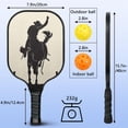 thumbnail image 4 of Pickleball Paddles Set Of 2, Fiberglass Surface, West & Cowboy Print, 4 Balls & Bag, 4 of 5