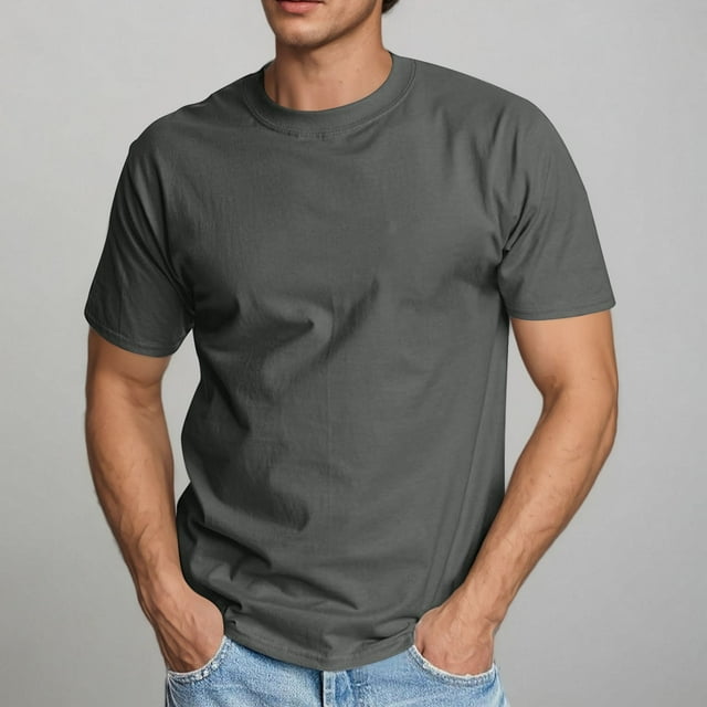 pstuiky camisetas para hombre, Jersey deportivo de manga corta para hombre, de color liso, con canalé y alta elasticidad, cuello redondo, para fitness y musculación camisas casuales para hombre xxxl