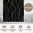 thumbnail image 5 of Black and Brown Striped Wavy Line Polyester Shower Curtain for Bathroom with Hooks, Weighted Hem, Waterproof Bath Accessories Hotel Style, 72 x 72, 5 of 6