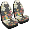 thumbnail image 3 of XYZCANDO Cat Floral Pattern Car Seat Covers Anti-Slip Breathable Car Front Seat Covers Interior Car Interior, Easy Install Stretchy Truck SUV, 3 of 9