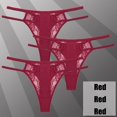 thumbnail image 1 of Tangas ahuecadas de encaje Sexy para mujer, bragas de cintura baja, ropa interior transparente, lencería íntima transpirable, 3 piezas por juego, 1 of 4