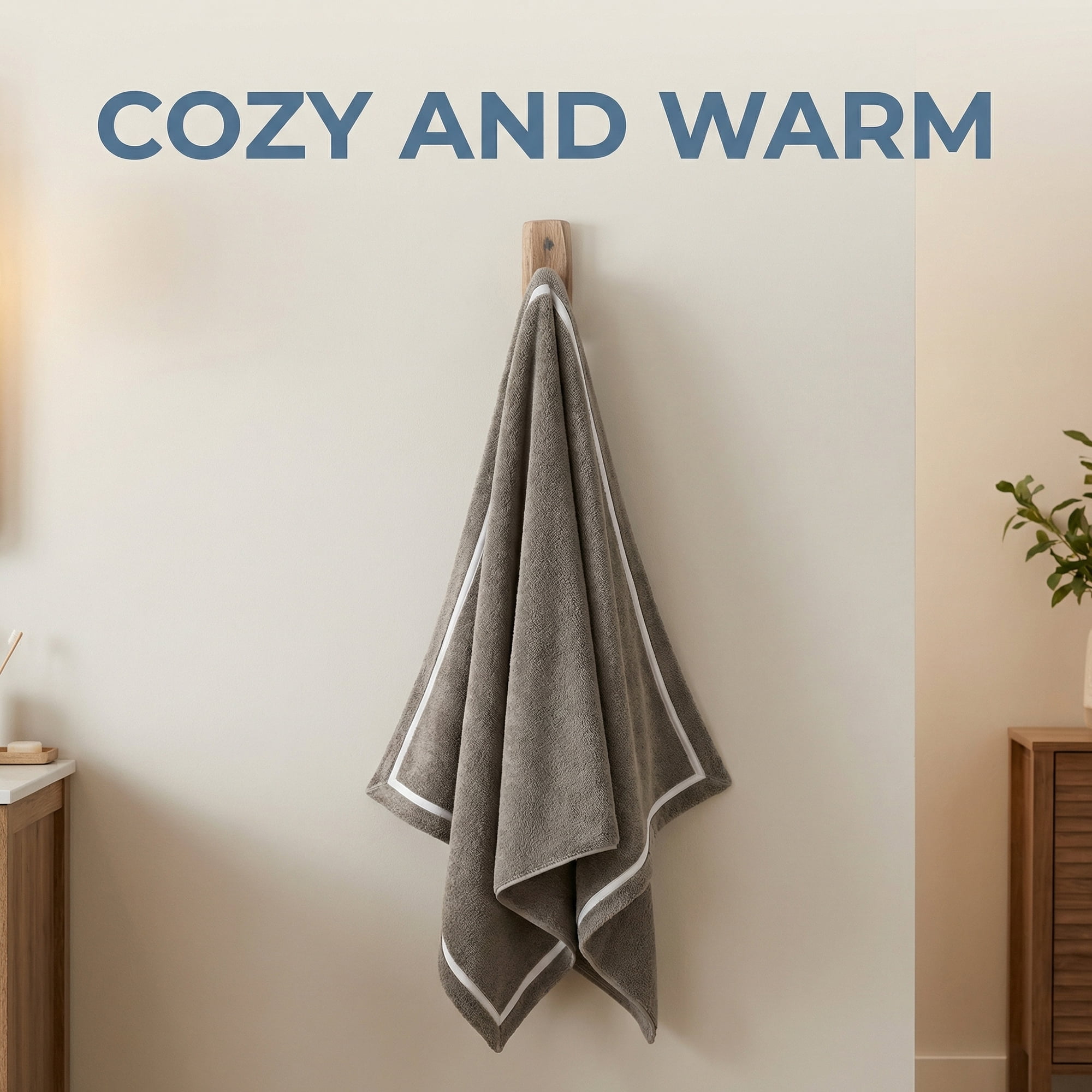 Unique Bargains Ultra Soft Highly Absorbent Coral Fleece Bath Towel Dark Grey 63" x 31"