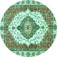 thumbnail image 1 of Ahgly Company Indoor Round Abstract Turquoise Blue Modern Area Rugs, 4' Round, 1 of 4