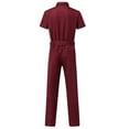 thumbnail image 7 of HOOMEUMY Men's Oversize Work Boilersuit Uniform Coveralls Stand Collar Loose One Piece Streetwear Overalls Jumpsuit Red S, 7 of 7