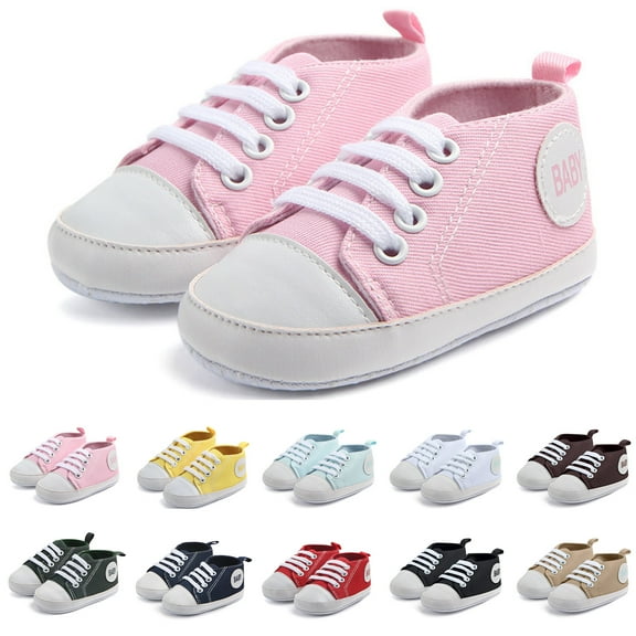 Dakaela Unisex Baby Boys Girls Canvas Shoes Newborn Non Slip High Top Sneakers Infant Flat Loafers Toddler First Walkers Shoes Beige