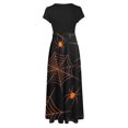 thumbnail image 4 of TIMIFIS Robe Maxi d'Halloween pour Femme à Manches Courtes, Col Ras du Cou, Taille Haute, Longue et Fluide, Robe Tendance à Motif pour Fête, Robe d'Automne Automne/hiver, 4 of 5