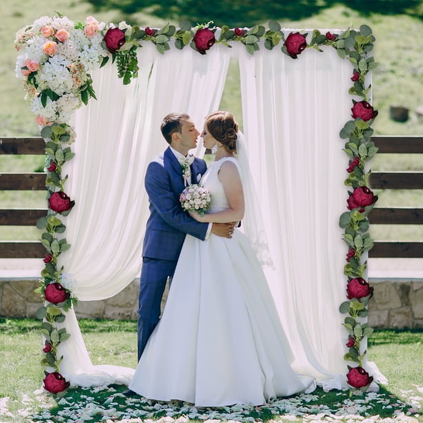 Guirnalda de hiedra artificial de 190 cm (74,8 pulgadas), enredaderas colgantes de plástico rojo con rosas para decoración de bodas (1 unidad) Rkxzt