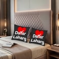 thumbnail image 2 of Set of 2 Black Square Throw Pillow Covers 18x18in with Red Heart Design & White Cut Line for Couch Bed Car - Stylish " Dahlar Laharg " Text, 2 of 8