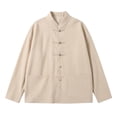 thumbnail image 5 of RUTAYY Men's Shirts Mandarin Collar Button Down Long Sleeve Casual Business Formal Tops Outerwear Trendy Trip Blouse, 5 of 6