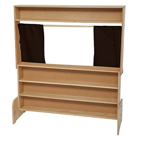 Brown Deluxe Board - Wood Designs 21650BN Deluxe Puppet Theater with Chalkboard and Brown Curtains