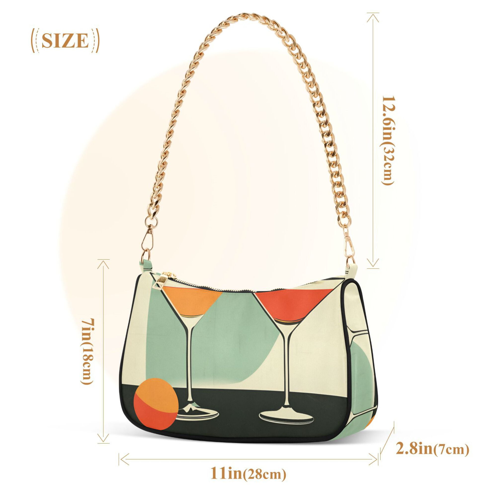 FORMRS Womens Shoulder Bag with Chain Strap Clutch Purse Cute Tote Handbag, Red Glasses