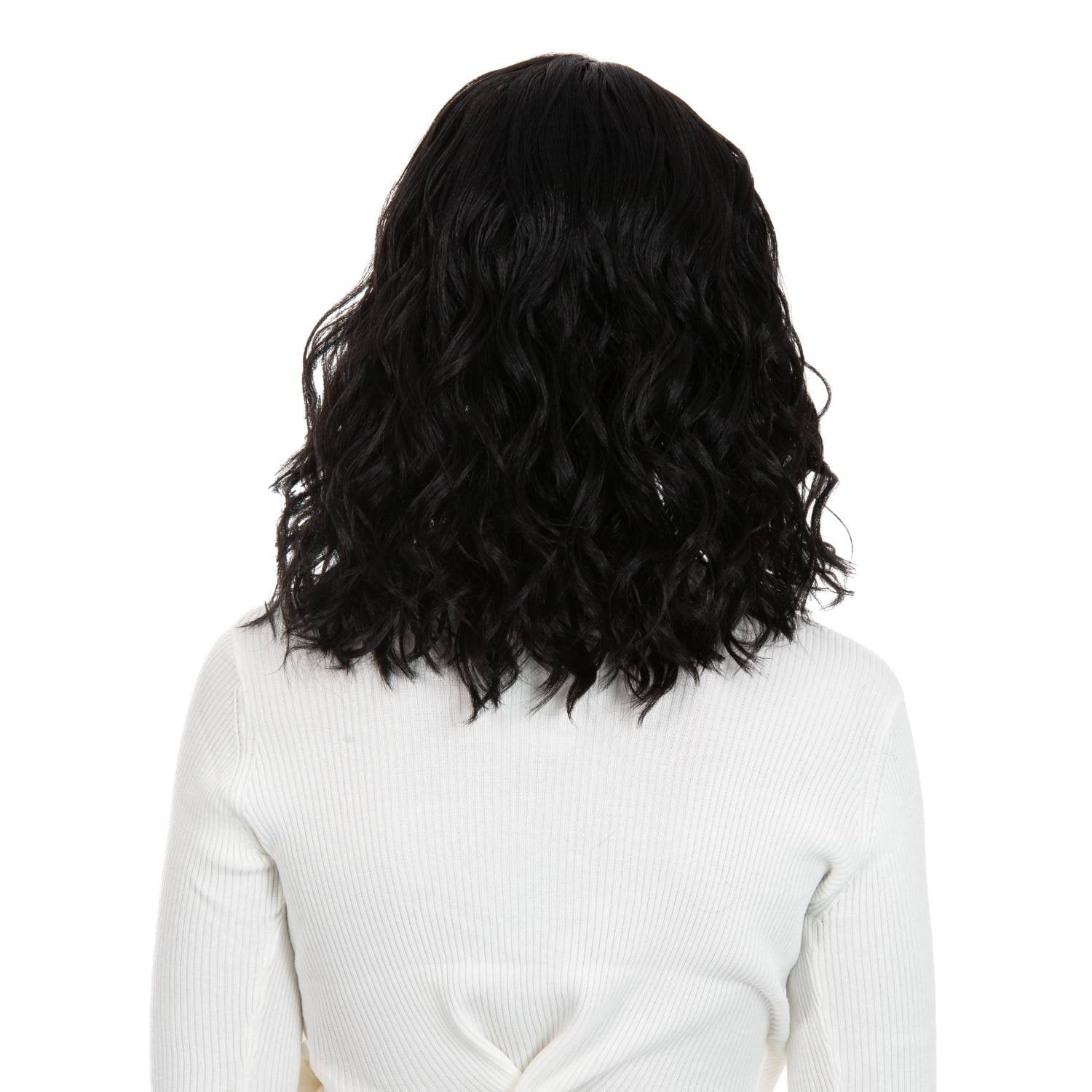 QueenB Synthetic Lace Wig, Deep Part, Natural Wave Bob, #1B - Lydia