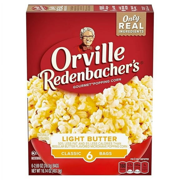 Orville Redenbacher’s Microwave Popcorn, BCF26 Light Butter Flavor, 4g Fiber Per Serving, 2.7 oz., 6-Count