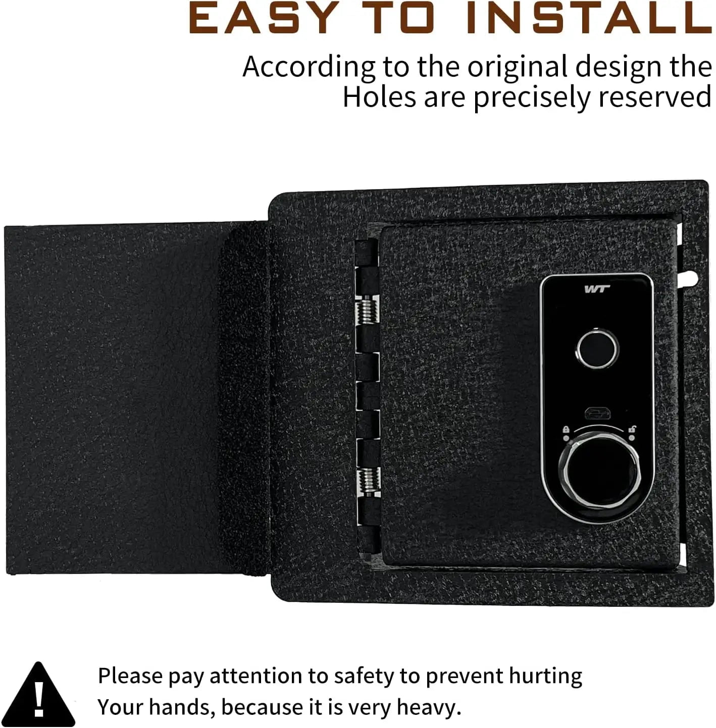 Center Console Gun Safe Vault - WASAI Premium Console Lock Box Compatible with 2021-2023 Tesla Model Y/Model 3 with Heavy Gauge Plate Steel, Fingerprint Lock with Backup Key.