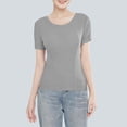 thumbnail image 2 of Weikingp Tshirt With Built In Bra，Basic Tees For Women Full Length Tops For Women Built In Padded Bra Tops For Women Short Sleeve Shirts Gym Workout Tops Crew Neck Gray 4XL, 2 of 9