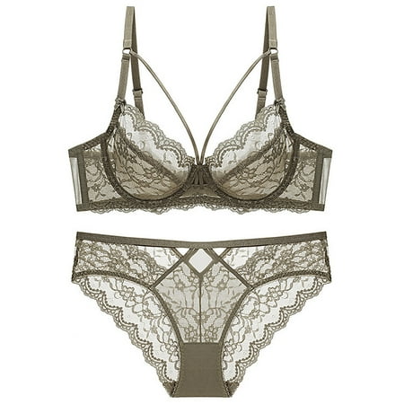 Sentmoon Lingerie for Women Thin Sponge Transparent Bra With Large Chest And Small Lace Women s Sexy Lingerie Bra Set Women s Lingerie  Sleep & Lounge Valentines Day Gifts for Her Deals of the Day C