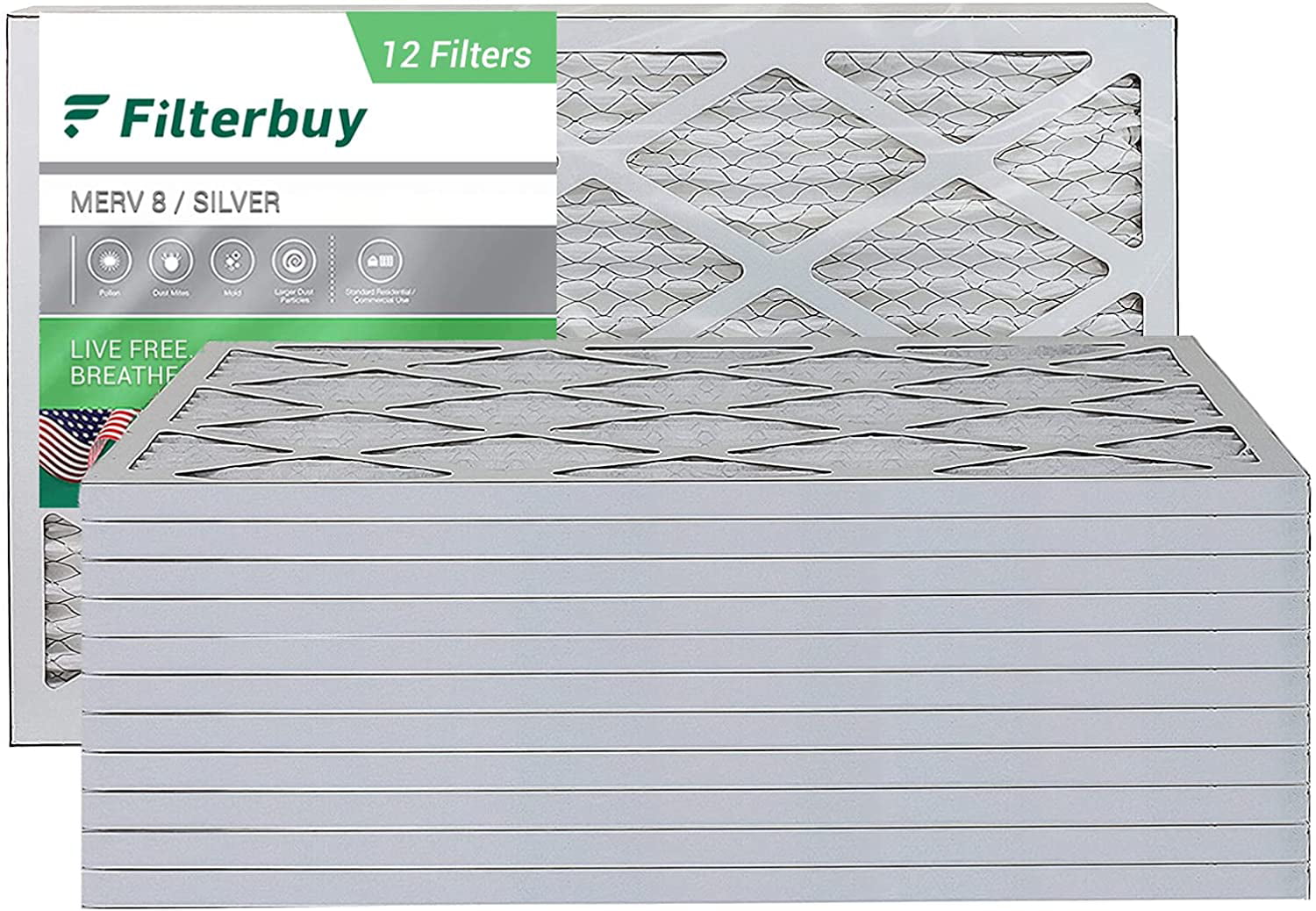 FilterBuy AFB MERV 8 12x24x1 Pleated AC Furnace Air Filter Pack of 4 Filters ... 