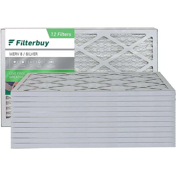 Filterbuy 16x25x1 MERV 8 Pleated HVAC AC Furnace Air Filters (12Pack