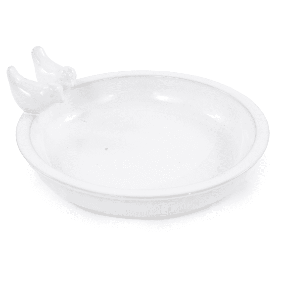 mdj pottery 11.8 Inch Glazed Ceramic Bird Bath Bowl, Solid White PedestalCompatible Birdbath Bowl for Outdoor Garden