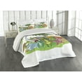 thumbnail image 2 of Ambesonne Colorful Quilted Coverlet 3 Pcs, Cartoon Group Dinosaur, Queen Size, Multicolor, 2 of 4