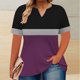thumbnail image 2 of Mujeres Tops Casual V-Cuello Impreso Oversized Mangas Cortas Camiseta Top, Poliéster Verano Primavera, 2 of 5