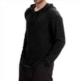 thumbnail image 2 of Camiseta Informal de Larga con Capucha y Botones para Hombre, Otoño e Invierno 2025, con Cordón Ajustable. Negro L, 2 of 6