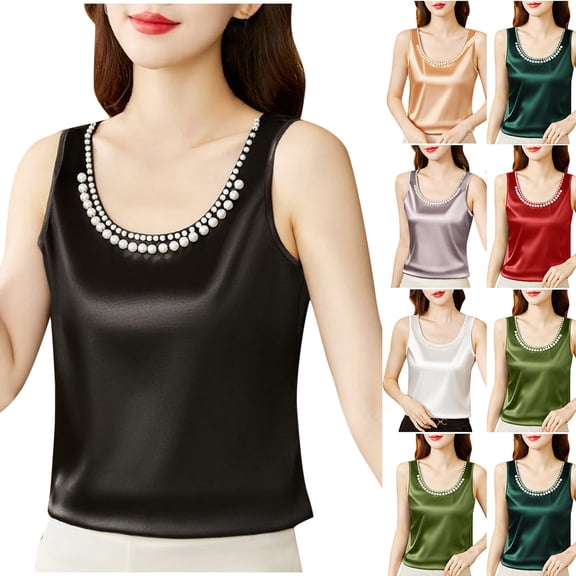 Bixock Summer Tops for Women,Plus Size Tank Tops for Women,Blouse for Women Solid Color Round Neck Top Sleeveless Loose Casual Fashion Daily Wear Soft Shirts