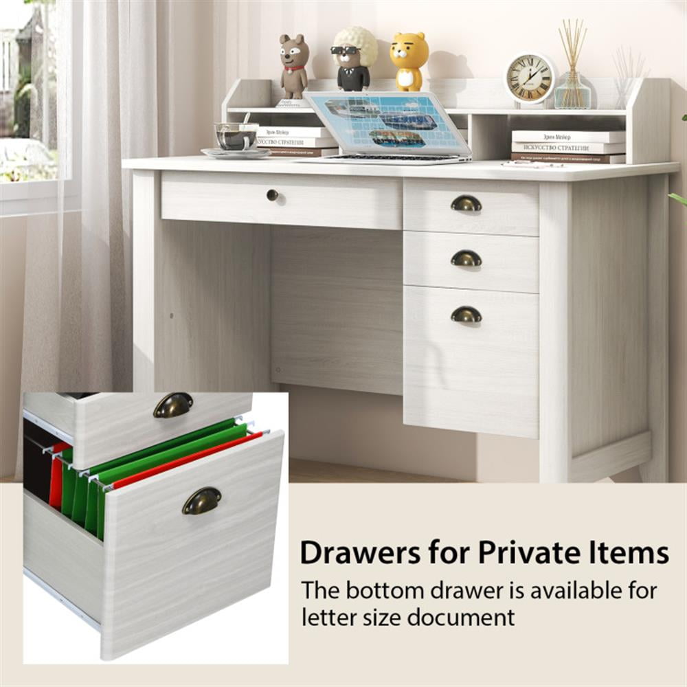 Demi Bonn Computer Desk PC Laptop Study Writing Table Workstation, Small Home Office Desk, White