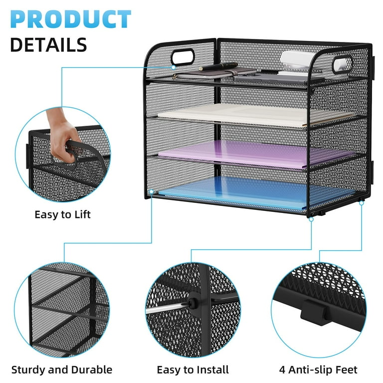 Marbrasse 4-Tier Desk Organizer Tray, Black photo 3