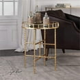 thumbnail image 2 of Bowery Hill 20" Round Contemporary Metal Accent End Table w/ Mirror Top in Gold, 2 of 4