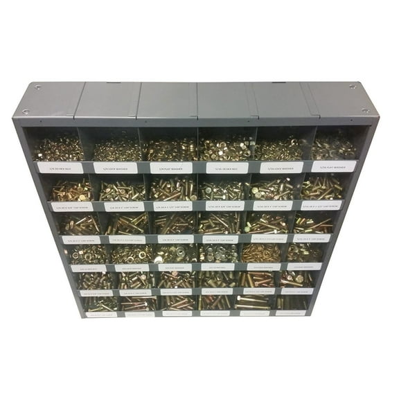 MNM Bolt Kits 2,510 pc Grade 8 Fine Thread Nut Bolt & Washer Assortment with Metal Bolt Bin