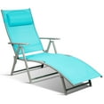 thumbnail image 3 of Topbuy 2PCS Cushioned Folding Chaise Lounge Chair Adjustable Recliner Turquoise, 3 of 5