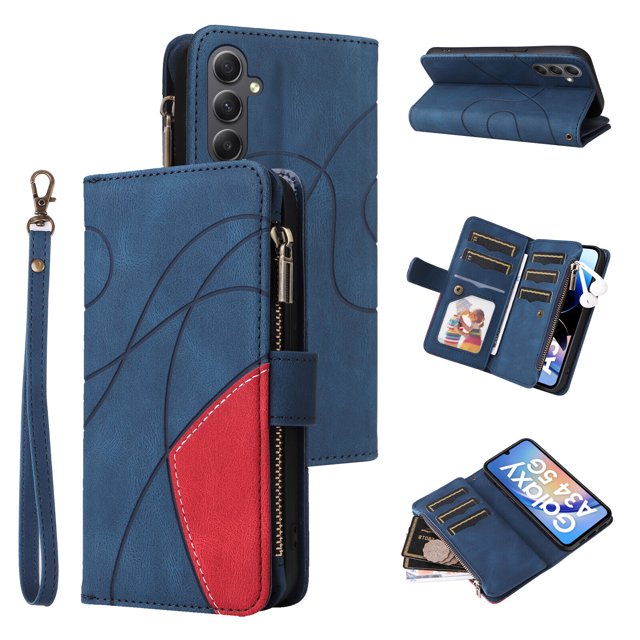 Compatible with Samsung Galaxy A34 5G Wallet Case with Card Slots PU Leather Zipper Flip Folio Cover