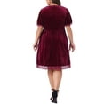 thumbnail image 3 of Agnes Orinda Women's Plus Size Velvet Lace Trim Halloween Babydoll Party A-Line Dress 1X Burgundy, 3 of 6