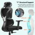 thumbnail image 2 of COOLHUT Ergonomic Office Chair, Rubber Wheels for Wooden Floor, 360° Swivel Adjustable Computer Desk Chair, 3D Adjustable Armrest  & Headrest, Home Gaming Chair with Lumbar Support, 2 of 7
