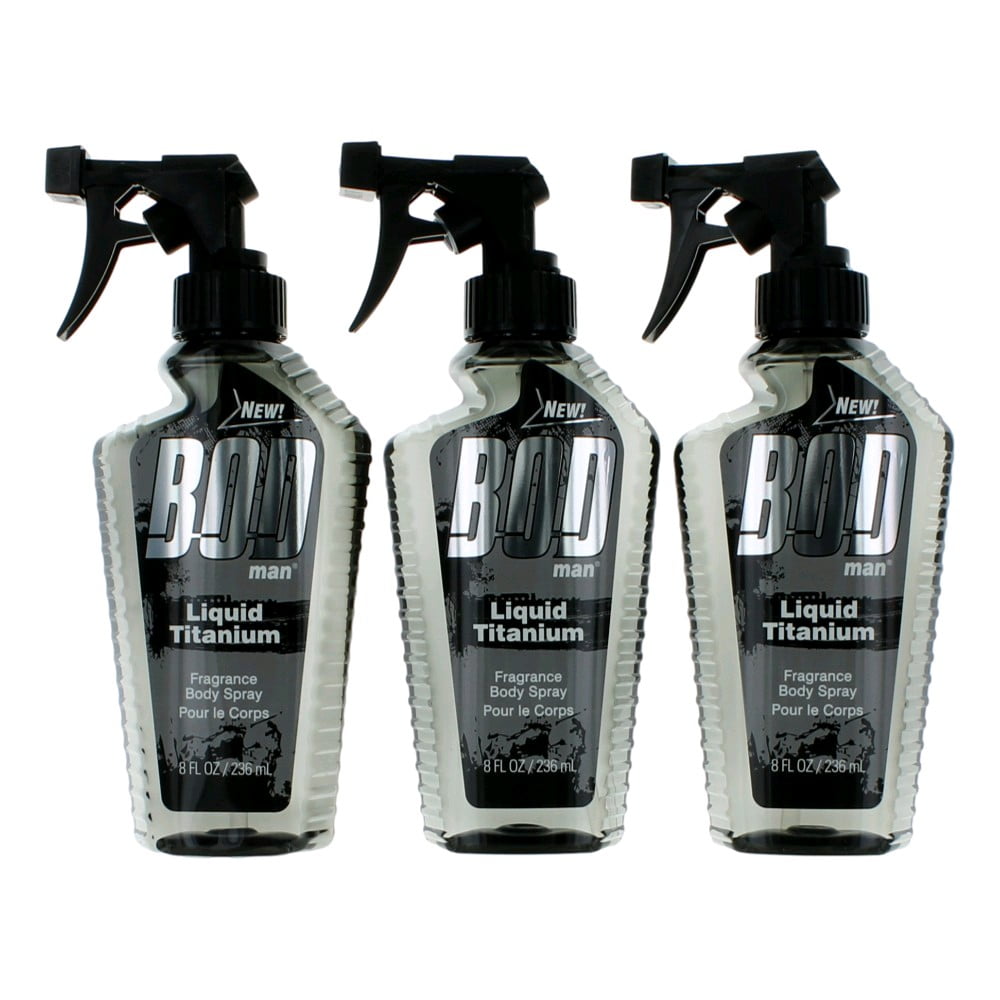 Bod Man Liquid Titanium by Parfums De Coeur 3 Pack 8oz Fragrance Body