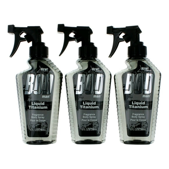 bod man liquid titanium by parfums de coeur, 3 pack 8 oz fragrance body spray for men