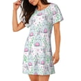 thumbnail image 2 of Kdxio Rabbit Back View Pattern Womens Short Sleeve Sleepshirt Scoopneck Cute Nightdress Ruffle Comfy Nightgown, 2 of 6