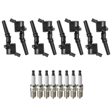 Set of 8 ISA Brand Ignition Coils and ISA Brand Spark Plugs Compatible with 2000 Ford F150 XL Standard Cab Pickup 2-Door 4.6L V8 Replacement for DG508 FD503