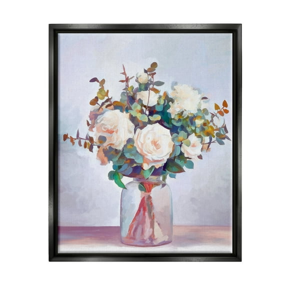 Stupell Industries Rose Bouquet Painting Botanical & Floral Painting Black Floater Framed Art Print Wall Art, 17 x 21