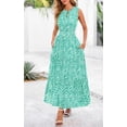 thumbnail image 4 of Vestido PRETTYGARDEN para mujer con cordón y cuello en V, maxi verde, XXL, 4 of 7