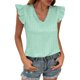 thumbnail image 1 of Gibobby Camisetas Mujer Manga Corta Camiseta con cuello en V para mujer , camiseta informal manga corta con agujeros huecos(Verde de menta,M), 1 of 4