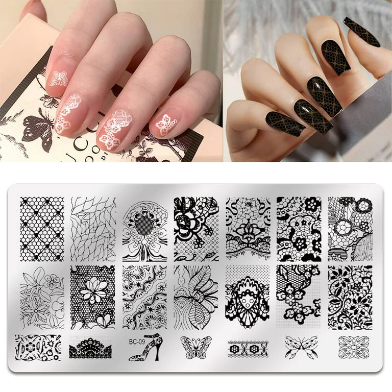  Biutee Nail Stamping Plates Nail Stamping Kit Flower Leaf  Geometry Line Butterfly Pattern Nail Stamp Plate with Nail Stamper Scraper  Storage Bag Gift Box Nail Stamp Templates for Nail Art Design