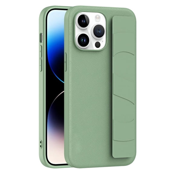 iPhone 15 Pro Max Leather Case with Hand Strap Shockproof Protective Cover  Women Men-Green