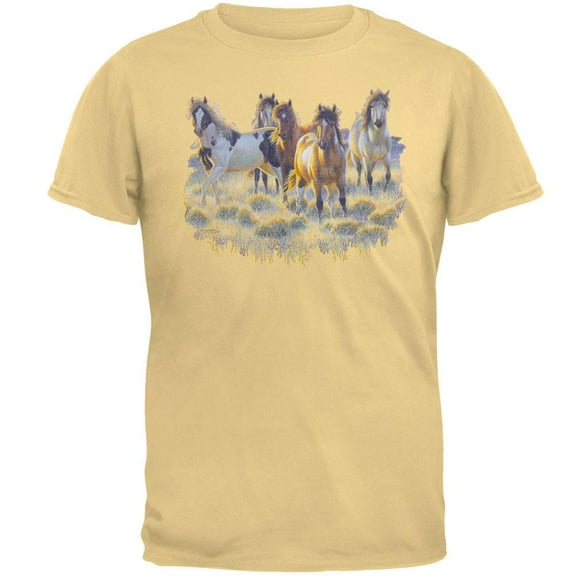 Horses In Meadow Adult T-Shirt - 2X-Large