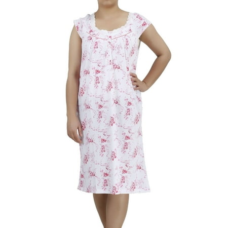 Women's and Women's Plus Cotton Short Sleeve Darling Nightgown by EZI