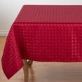 thumbnail image 2 of SARO 6081.BU70S 70 in. Scintillio Square Polyester Christmas Table Cloth with Checkered Pattern - Burgundy, 2 of 5