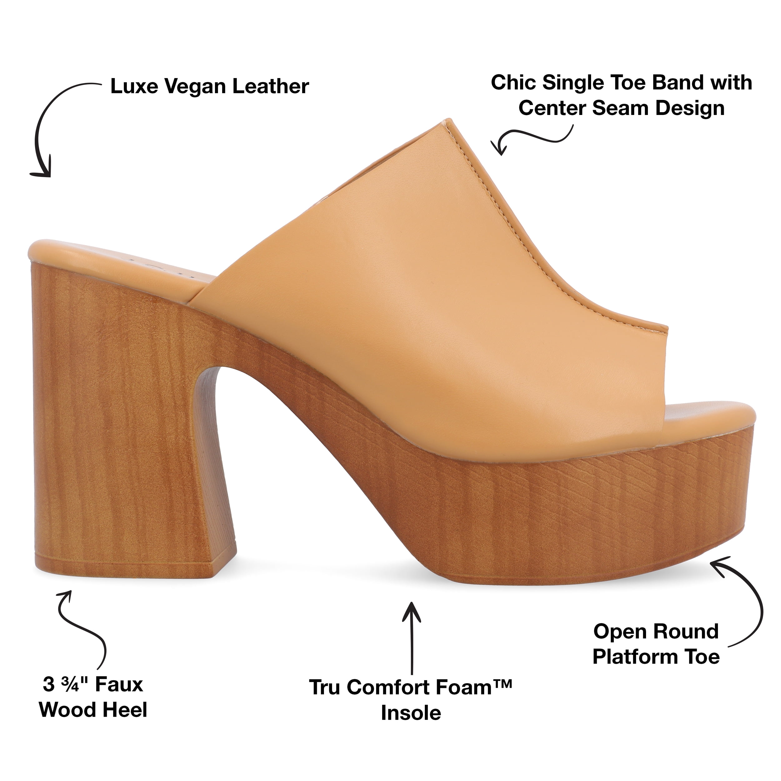 Journee Collection Womens Lorenza Supercomff Faux Leather Block Heel